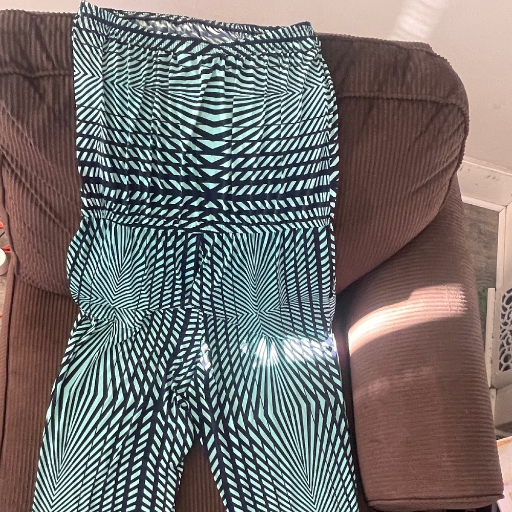 Plus Size Light Green and Navy Blue Halter Top Romper with Pockets